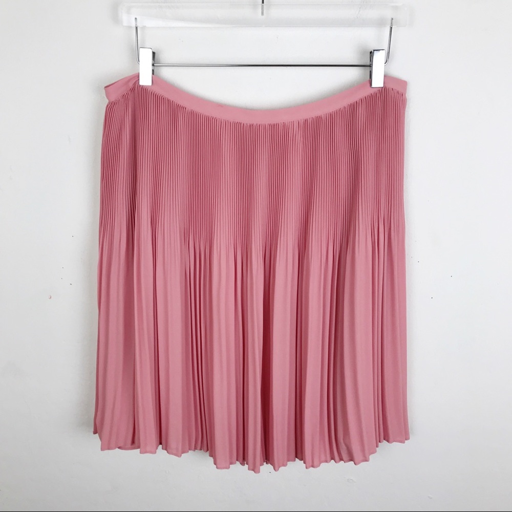 Loft Pink Pleated Mini Circle Skater Skirt 14